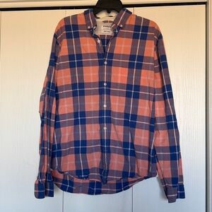 Express Men's Plaid Shirt - Orange and Blue